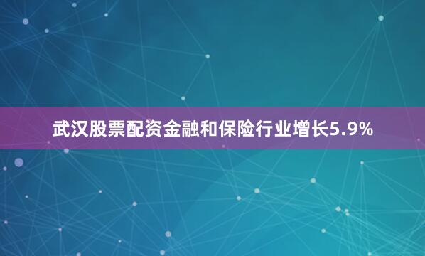 武汉股票配资金融和保险行业增长5.9%